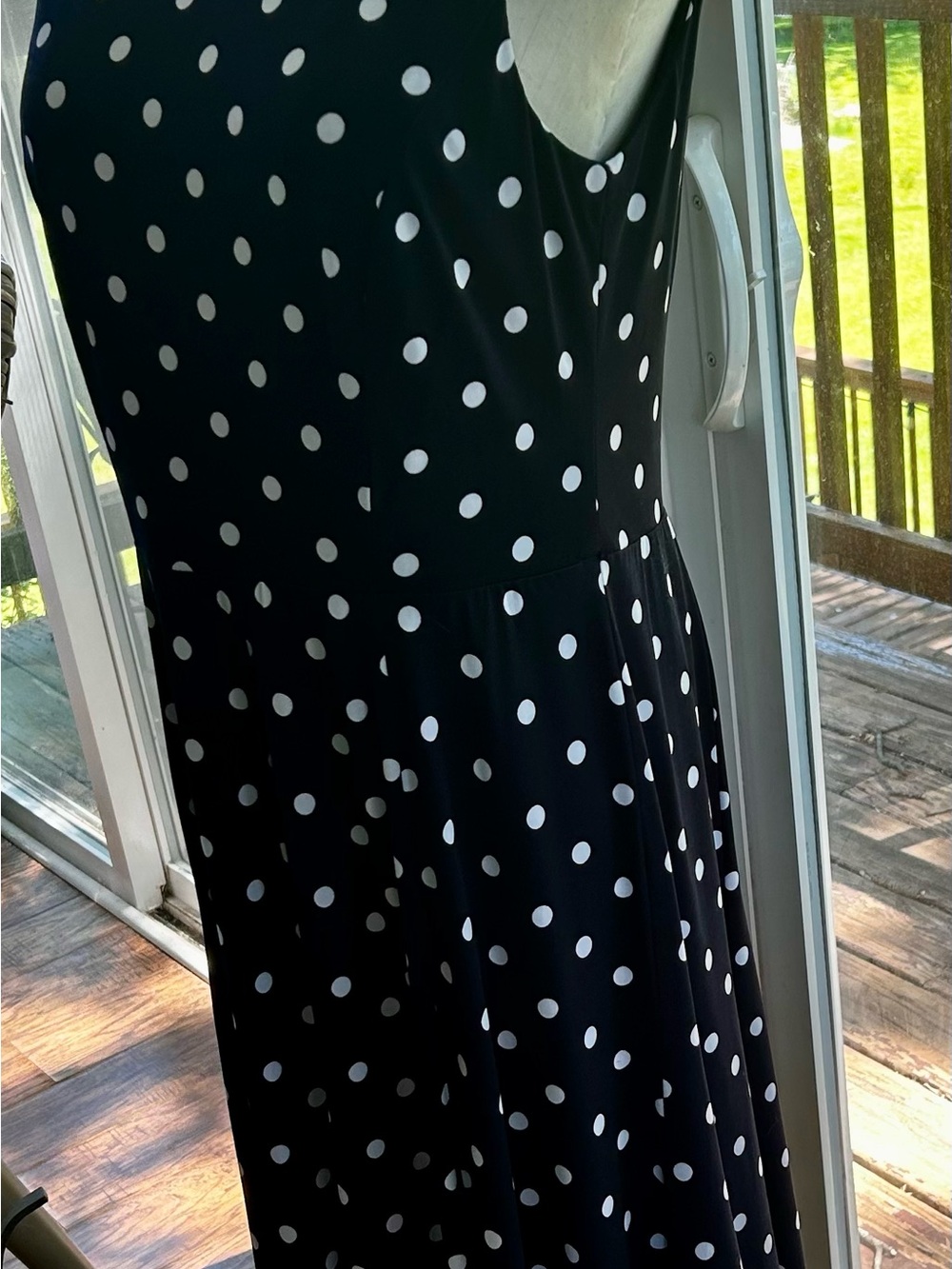 Christopher & Banks Navy Blue /White Polka Dot Sleeveless Midi Dress Sz 8 zipper - Picture 3 of 8